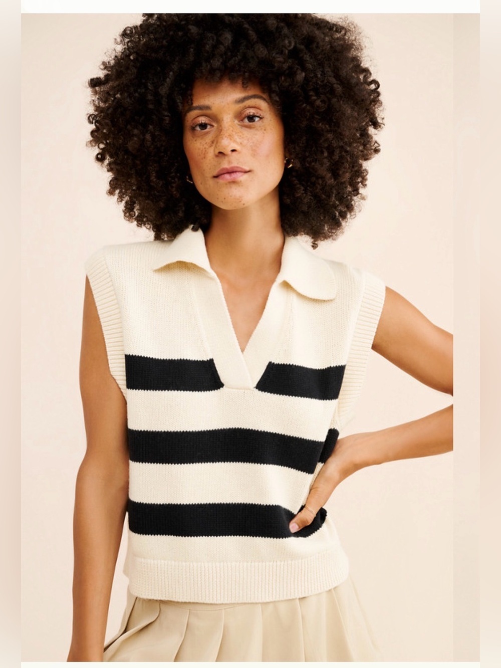 NWT Velvet by Graham & Spencer Mariette Collared Popover Vest Cotton/Cashmere,S